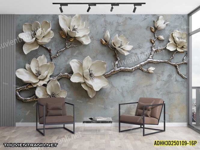 Tranh dán tường Hoa 3D- ADHH3D250109--16P - Tranh tường chất lượng cao